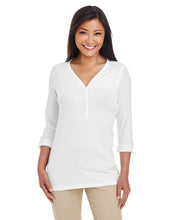 Load image into Gallery viewer, Devon &amp; Jones Ladies&#39; Perfect Fit™ Y-Placket Convertible Sleeve Knit Top
