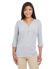 Load image into Gallery viewer, Devon &amp; Jones Ladies&#39; Perfect Fit™ Y-Placket Convertible Sleeve Knit Top
