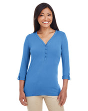 Load image into Gallery viewer, Devon &amp; Jones Ladies&#39; Perfect Fit™ Y-Placket Convertible Sleeve Knit Top
